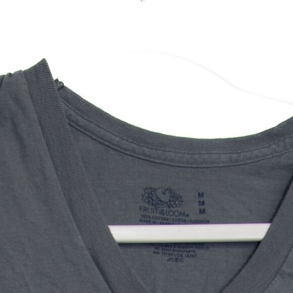Fruit Of The Loom Mens V-Neck T-Shirt Medium 100% Cotton Charcoal Gray - Picture 2 of 10